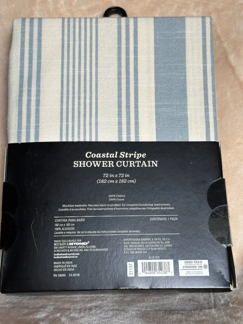 Bee & Willow Coastal Stripe Shower Curtain 100% Cotton 72